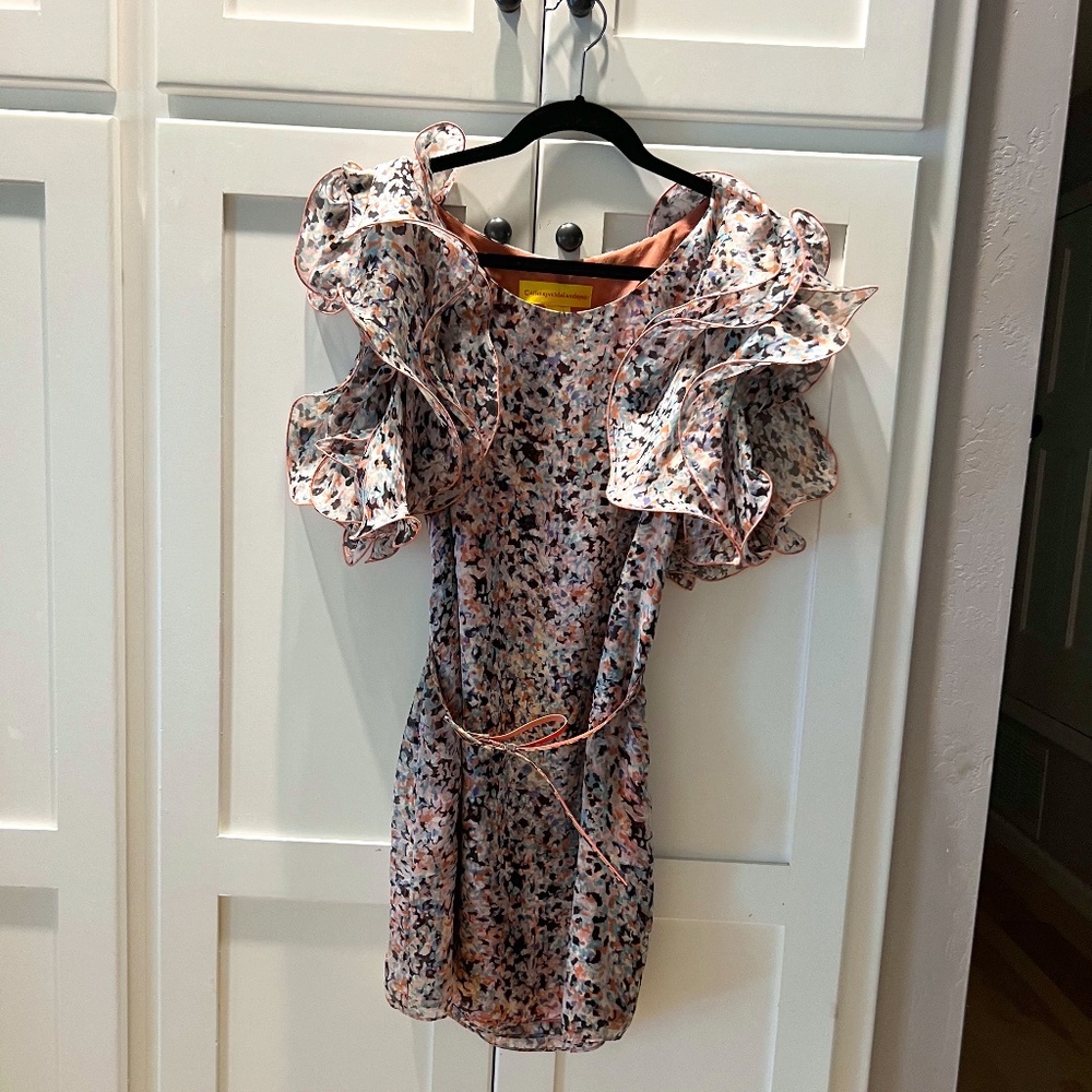 Vintage Catherine Malandrino Pastel Winged Mini-Dress, Size Zero